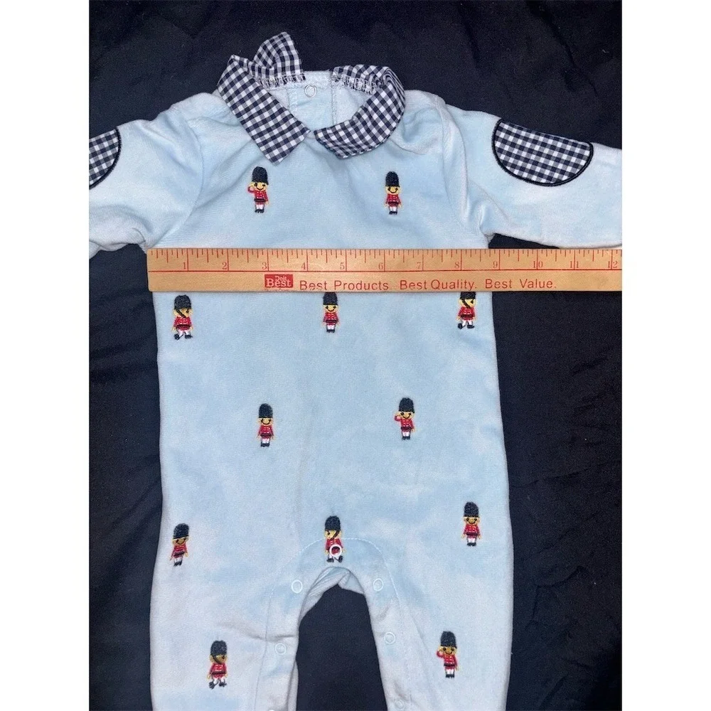 Baby Starters Footed Sleeper Unisex 0-3 M Light Blue Guardsmen Collar soldier